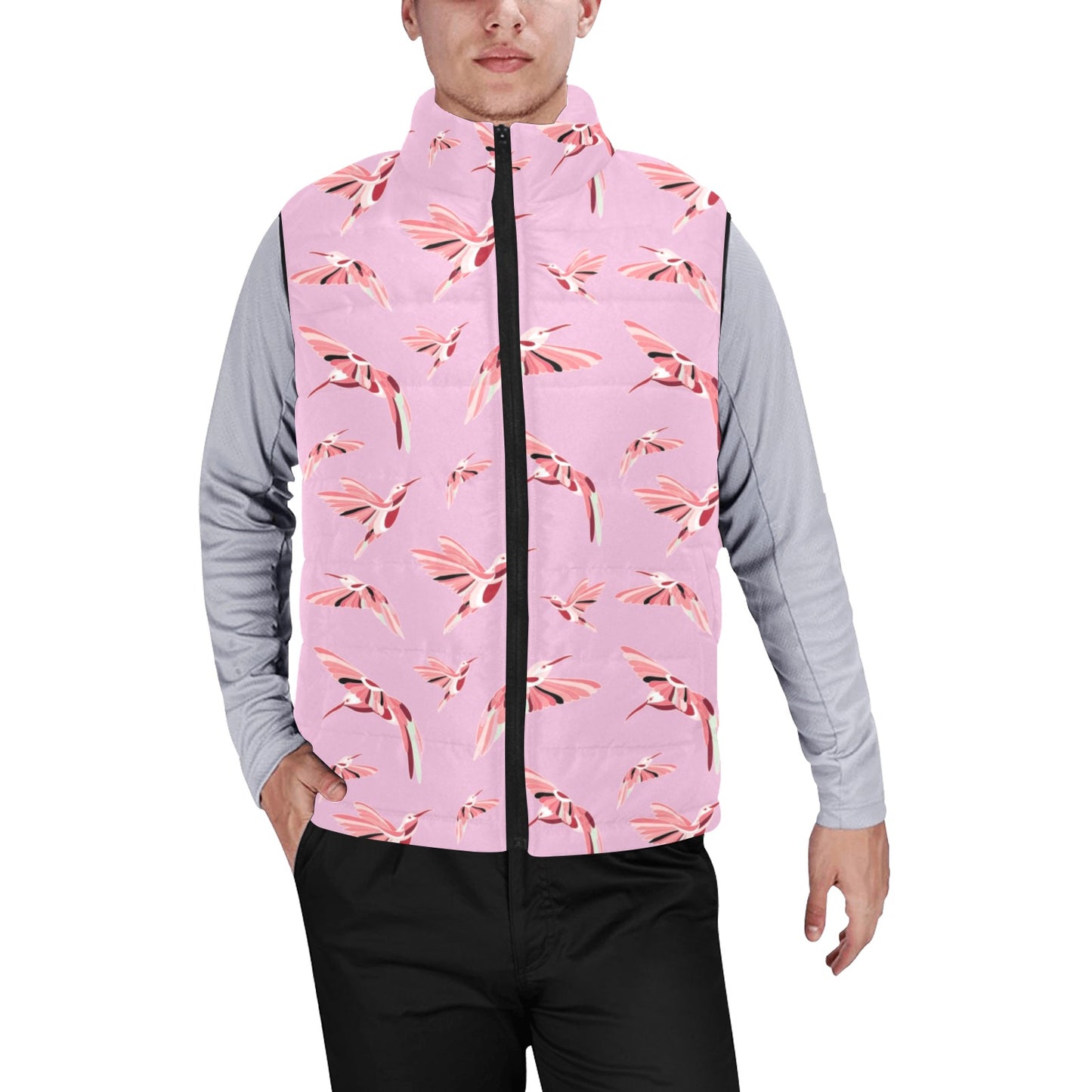 Strawberry Pink Men's Padded Vest Jacket