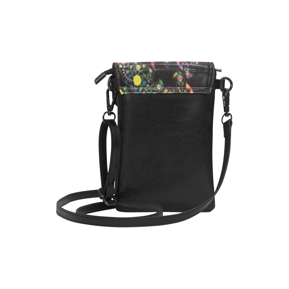 Neon Floral Bears Small Cell Phone Purse