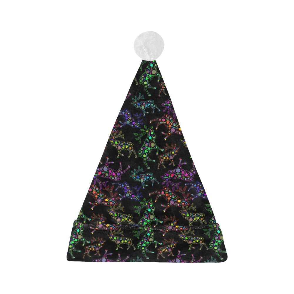 Neon Floral Elks Santa Hat