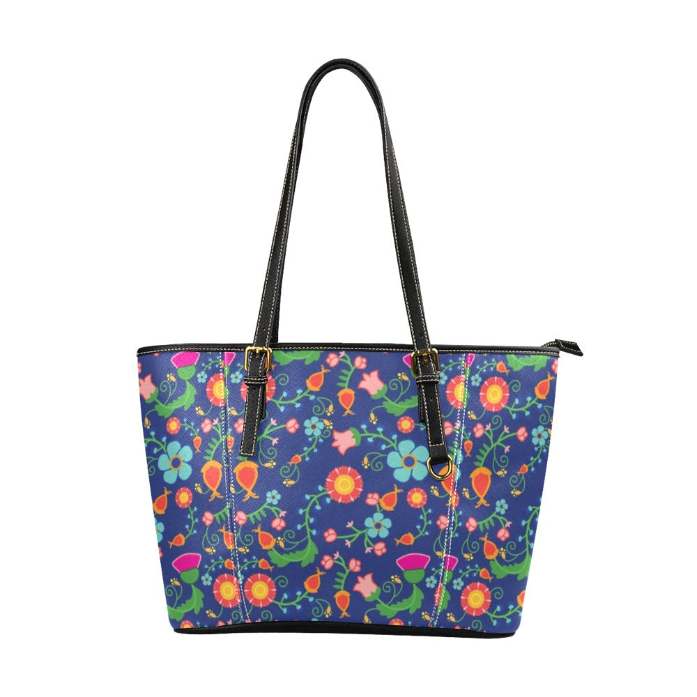 Bee Spring Twilight Leather Tote Bag