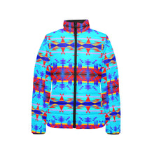 Load image into Gallery viewer, Between the Mountains Blue Women&#39;s Stand Collar Padded Jacket
