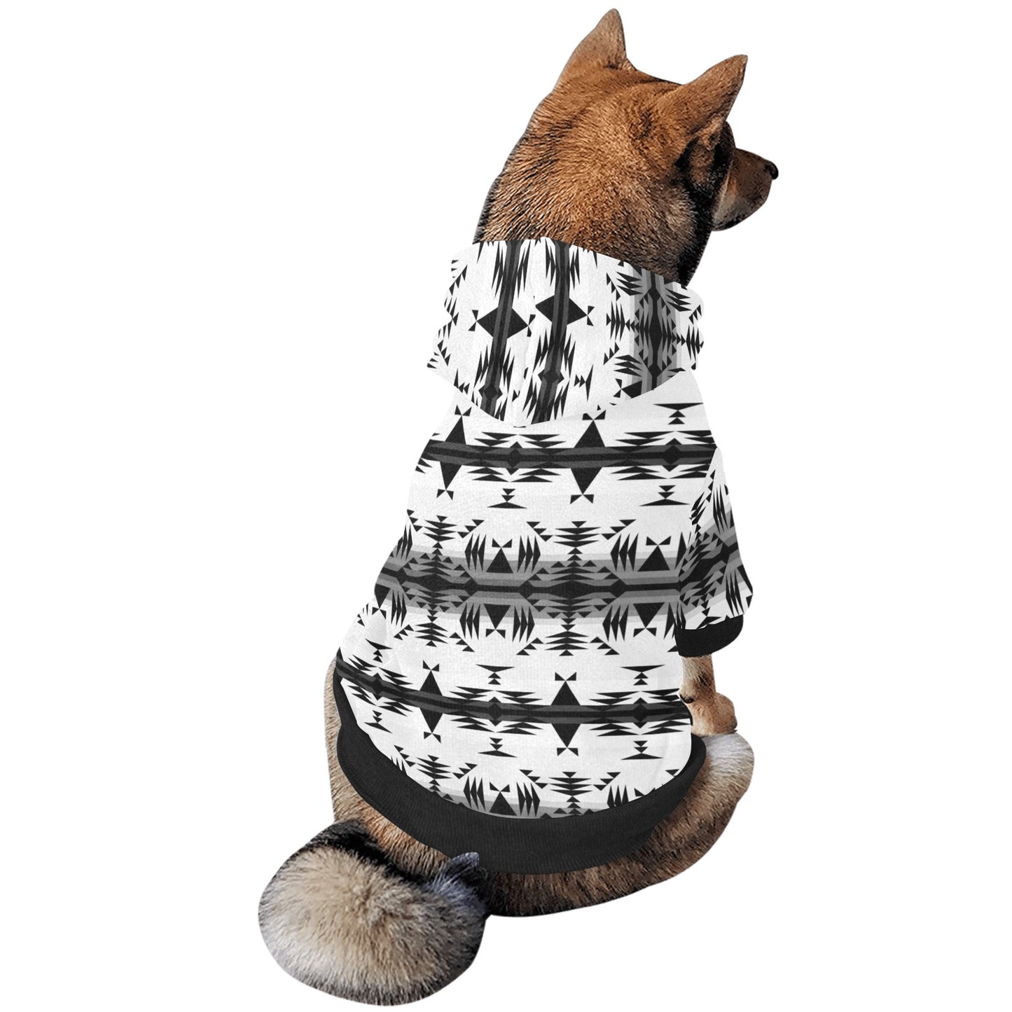 Between the Mountains White and Black Pet Dog Hoodie