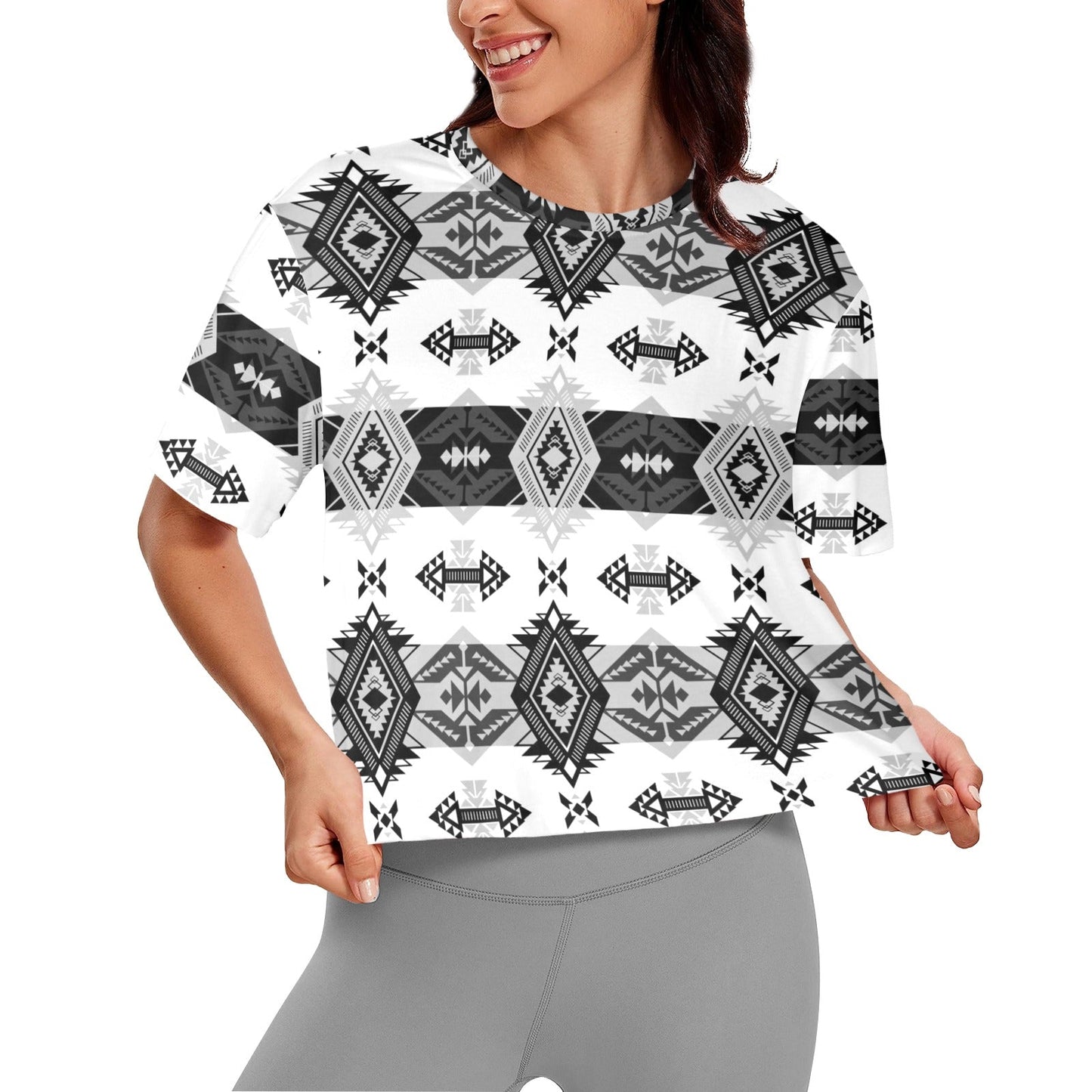 Sovereign Nation Black and White Crop Top