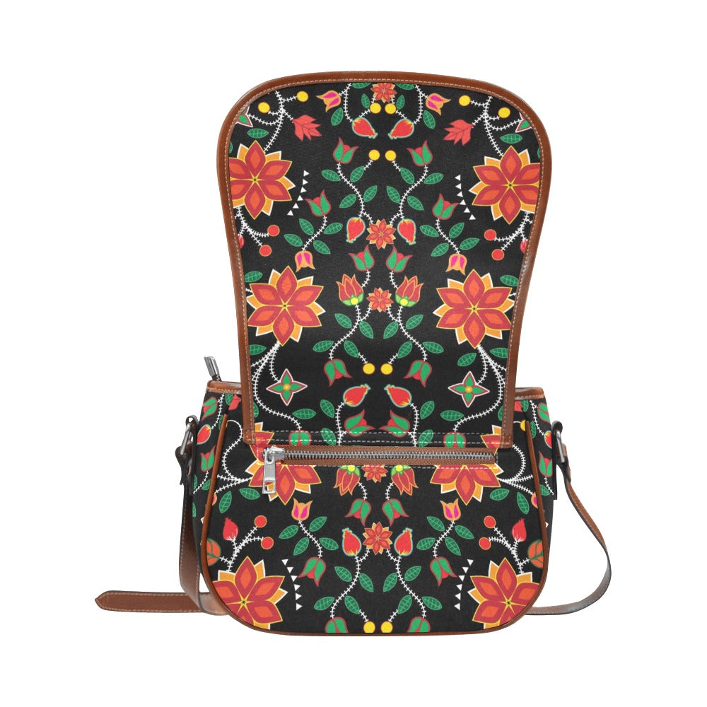 Floral Beadwork Six Bands Saddle Bag