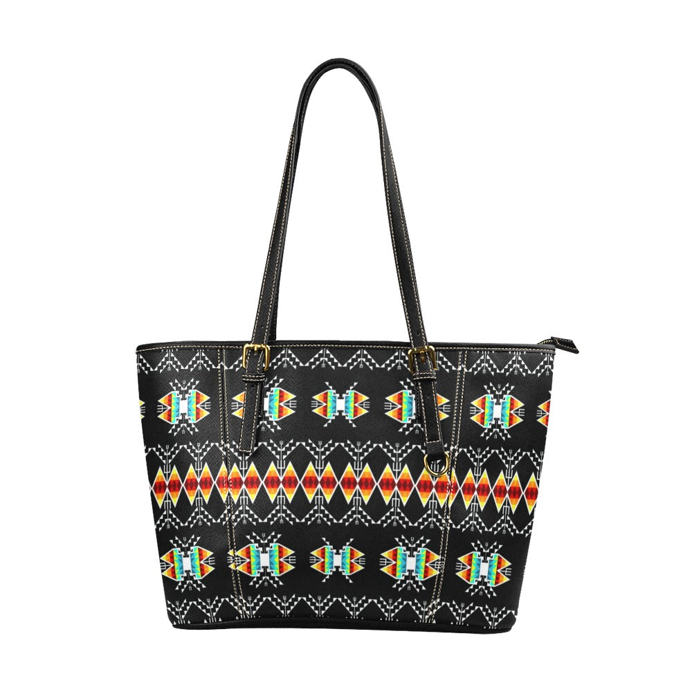 Sacred Trust Black Colour Leather Tote Bag