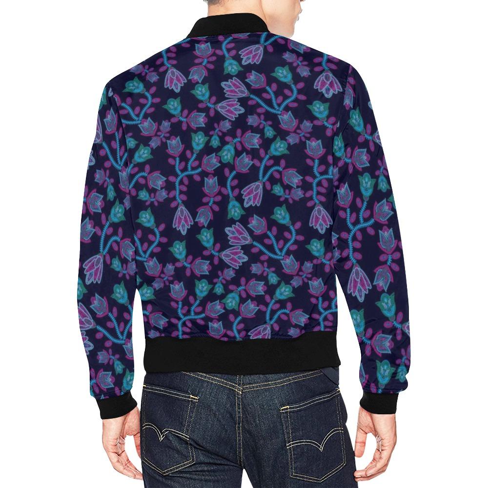 Beaded Blue Nouveau All Over Print Bomber Jacket for Men (Model H19) Jacket e-joyer 