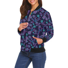 Load image into Gallery viewer, Beaded Blue Nouveau All Over Print Bomber Jacket for Women (Model H19) Jacket e-joyer 

