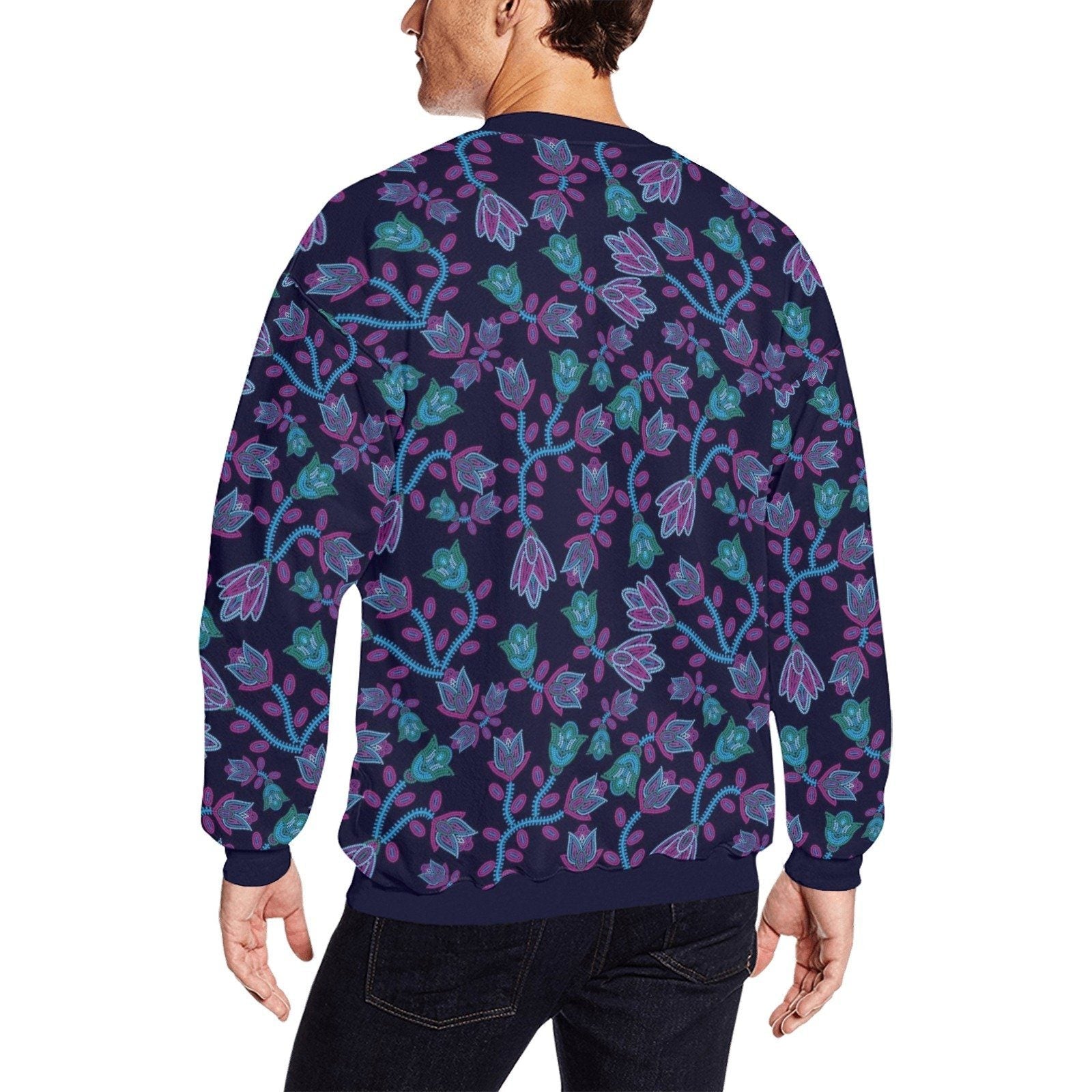 Beaded Blue Nouveau All Over Print Crewneck Sweatshirt for Men (Model H18) shirt e-joyer 