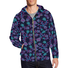 Load image into Gallery viewer, Beaded Blue Nouveau All Over Print Full Zip Hoodie for Men (Model H14) All Over Print Full Zip Hoodie for Men (H14) e-joyer 
