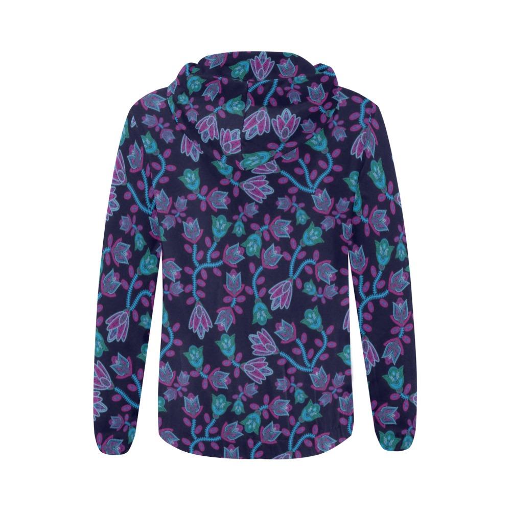 Beaded Blue Nouveau All Over Print Full Zip Hoodie for Women (Model H14) All Over Print Full Zip Hoodie for Women (H14) e-joyer 