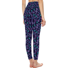 Load image into Gallery viewer, Beaded Blue Nouveau All Over Print High-Waisted Leggings (Model L36) High-Waisted Leggings (L36) e-joyer 
