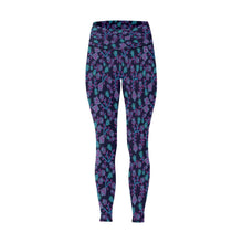 Load image into Gallery viewer, Beaded Blue Nouveau All Over Print High-Waisted Leggings (Model L36) High-Waisted Leggings (L36) e-joyer 
