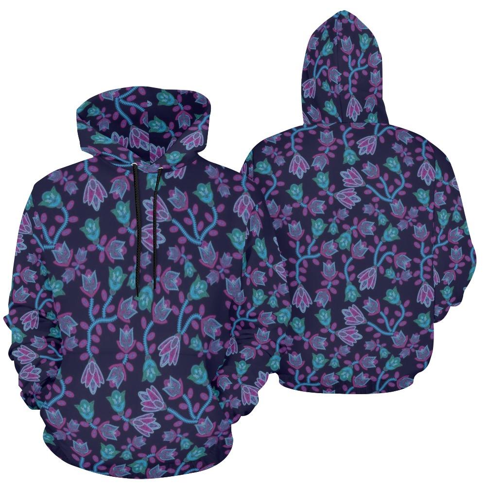 Beaded Blue Nouveau All Over Print Hoodie for Women (USA Size) (Model H13) All Over Print Hoodie for Women (H13) e-joyer 