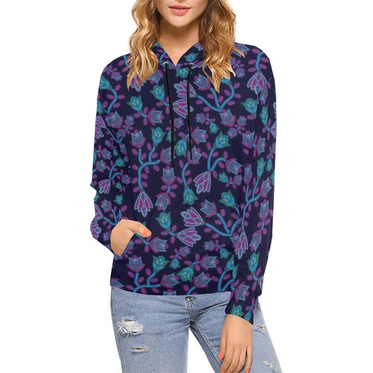 Beaded Blue Nouveau All Over Print Hoodie for Women (USA Size) (Model H13) All Over Print Hoodie for Women (H13) e-joyer 