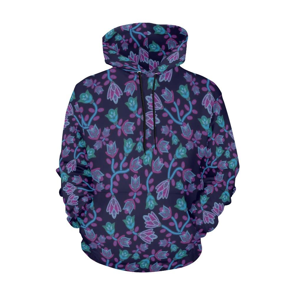 Beaded Blue Nouveau All Over Print Hoodie for Women (USA Size) (Model H13) All Over Print Hoodie for Women (H13) e-joyer 