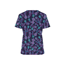 Load image into Gallery viewer, Beaded Blue Nouveau All Over Print Scrub Top Scrub Top e-joyer 
