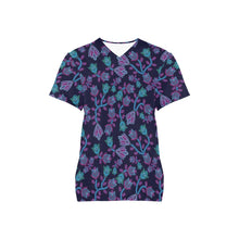 Load image into Gallery viewer, Beaded Blue Nouveau All Over Print Scrub Top Scrub Top e-joyer 
