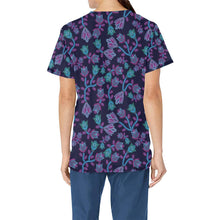 Load image into Gallery viewer, Beaded Blue Nouveau All Over Print Scrub Top Scrub Top e-joyer 
