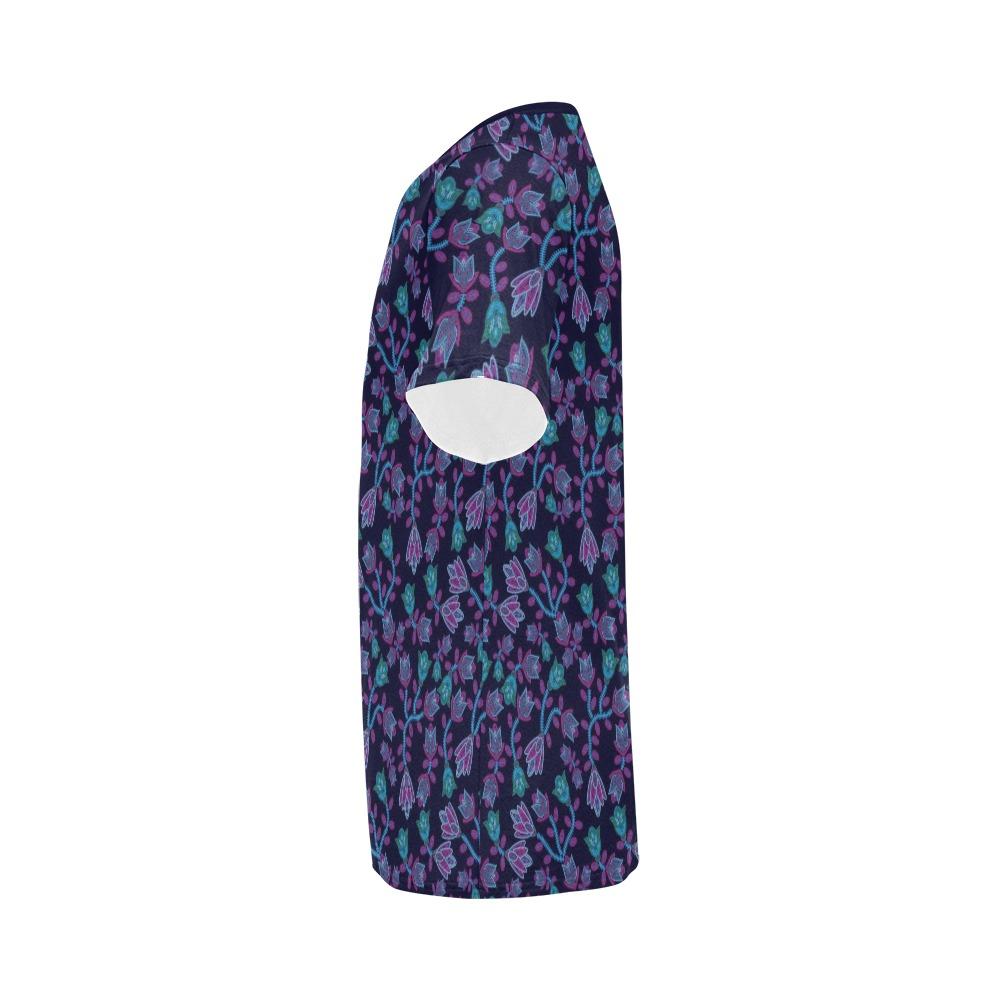 Beaded Blue Nouveau All Over Print T-Shirt for Men (USA Size) (Model T40) All Over Print T-Shirt for Men (T40) e-joyer 