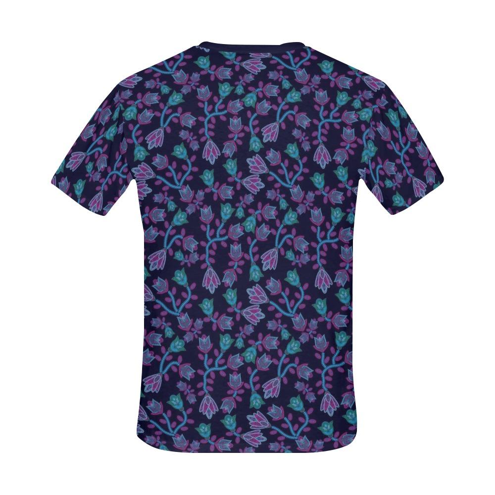 Beaded Blue Nouveau All Over Print T-Shirt for Men (USA Size) (Model T40) All Over Print T-Shirt for Men (T40) e-joyer 