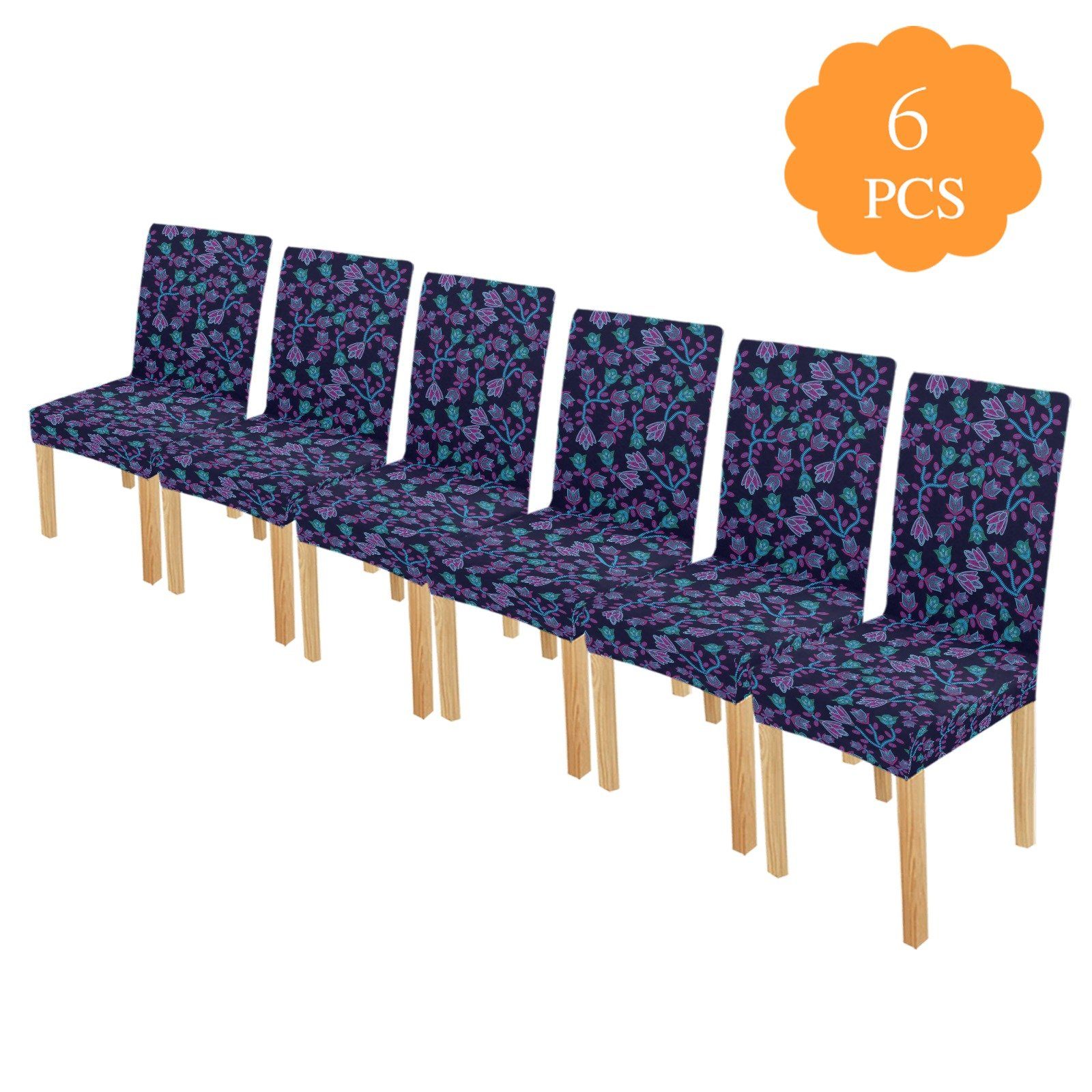 Beaded Blue Nouveau Chair Cover (Pack of 6) Chair Cover (Pack of 6) e-joyer 