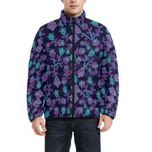 Load image into Gallery viewer, Beaded Blue Nouveau Men&#39;s Stand Collar Padded Jacket (Model H41) Men&#39;s Stand Collar Padded Jacket (H41) e-joyer 
