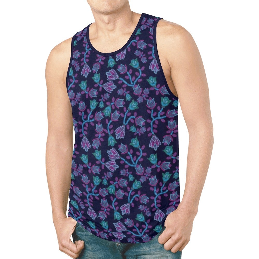 Beaded Blue Nouveau New All Over Print Tank Top for Men (Model T46) New All Over Print Tank Top for Men (T46) e-joyer 