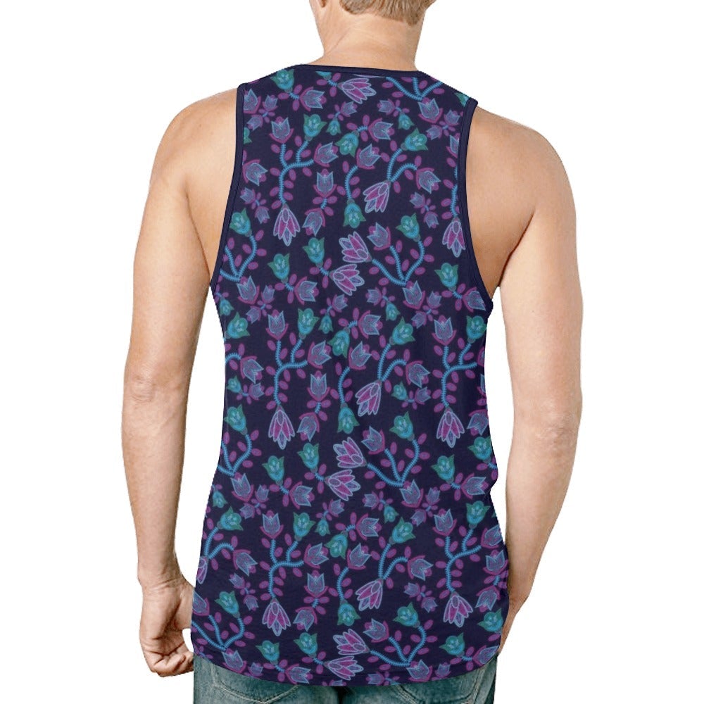 Beaded Blue Nouveau New All Over Print Tank Top for Men (Model T46) New All Over Print Tank Top for Men (T46) e-joyer 