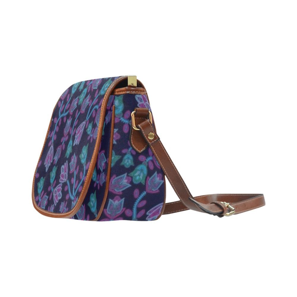 Beaded Blue Nouveau Saddle Bag/Small (Model 1649) Full Customization Saddle Bag/Small (Full Customization) e-joyer 