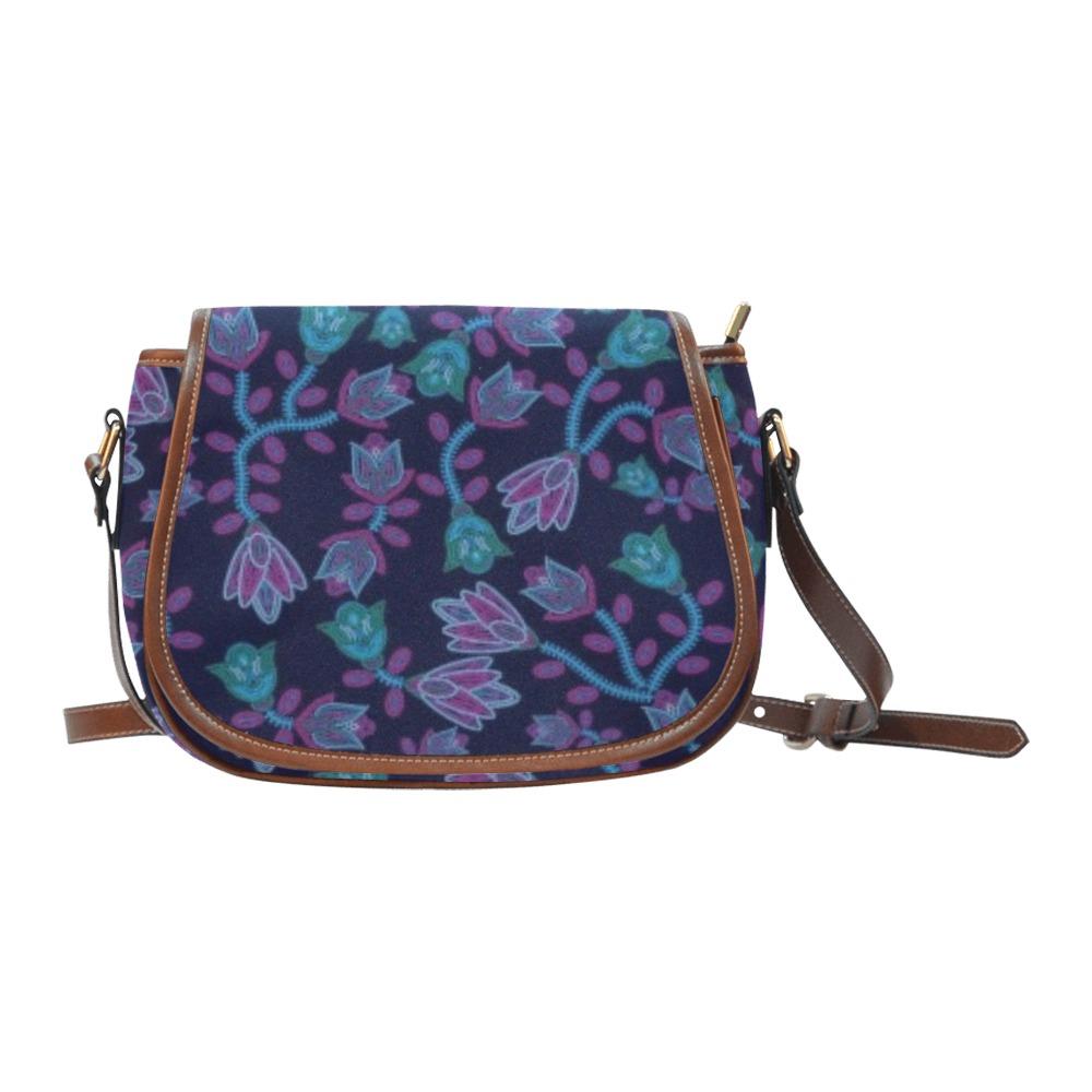 Beaded Blue Nouveau Saddle Bag/Small (Model 1649) Full Customization Saddle Bag/Small (Full Customization) e-joyer 