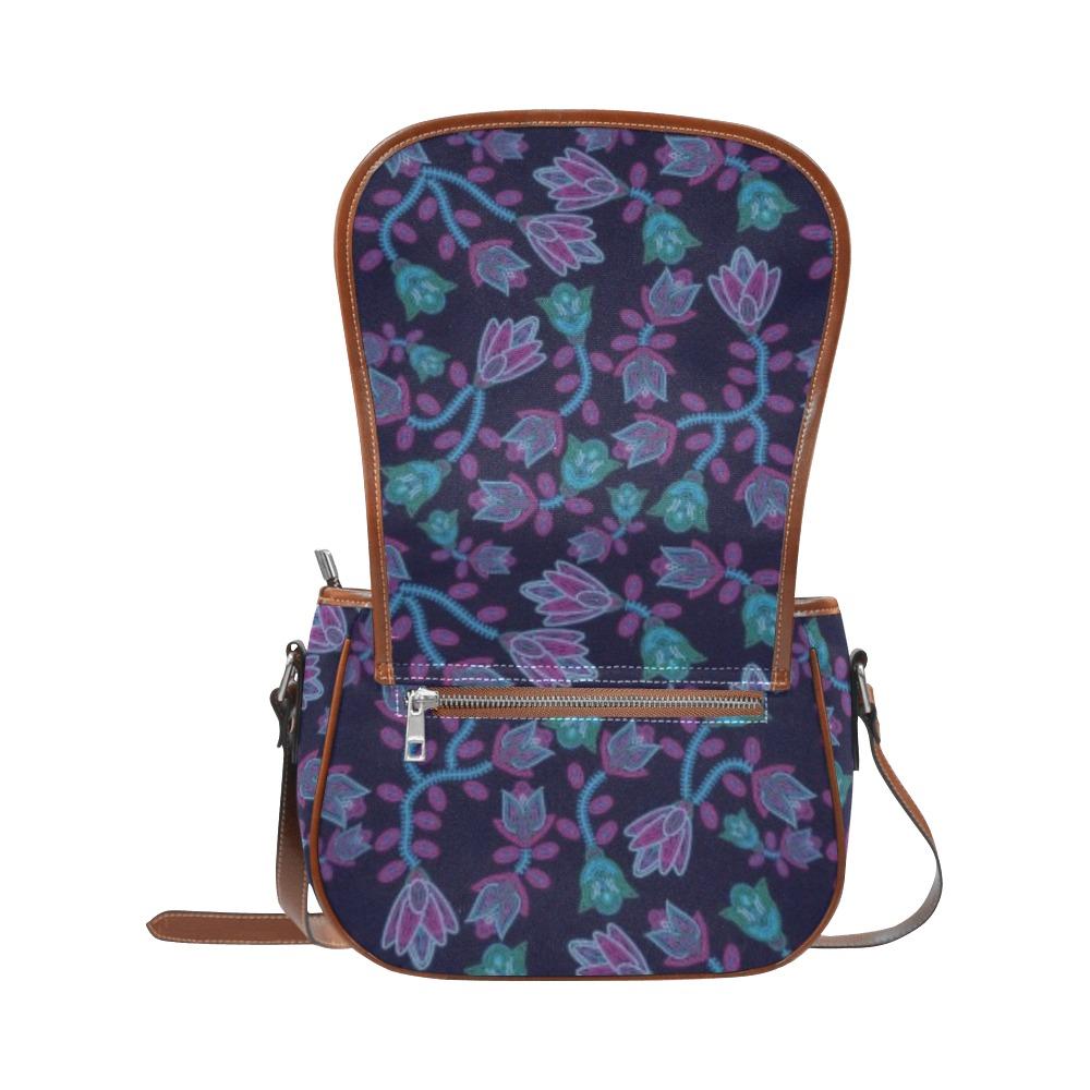 Beaded Blue Nouveau Saddle Bag/Small (Model 1649) Full Customization Saddle Bag/Small (Full Customization) e-joyer 