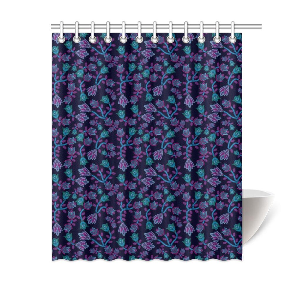 Beaded Blue Nouveau Shower Curtain 60