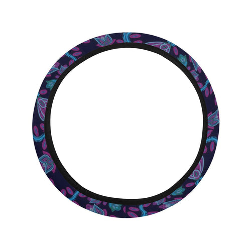 Beaded Blue Nouveau Steering Wheel Cover with Elastic Edge Steering Wheel Cover with Elastic Edge e-joyer 