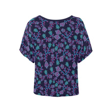 Load image into Gallery viewer, Beaded Blue Nouveau Women&#39;s Batwing-Sleeved Blouse T shirt (Model T44) Women&#39;s Batwing-Sleeved Blouse T shirt (T44) e-joyer 
