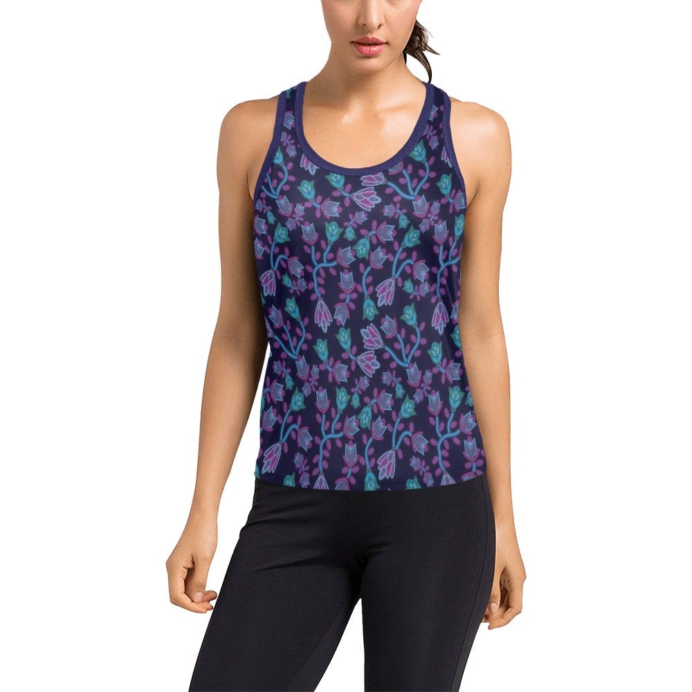 Beaded Blue Nouveau Women's Racerback Tank Top (Model T60) Racerback Tank Top (T60) e-joyer 