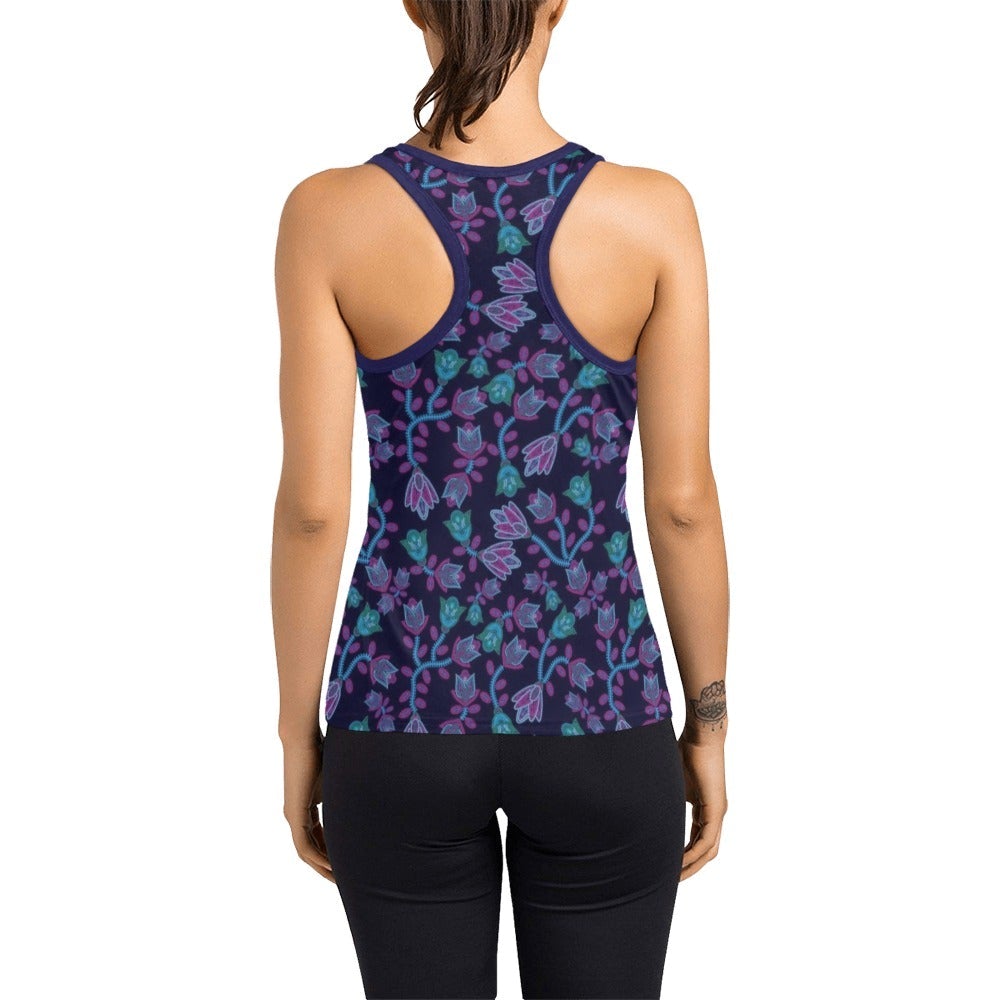 Beaded Blue Nouveau Women's Racerback Tank Top (Model T60) Racerback Tank Top (T60) e-joyer 