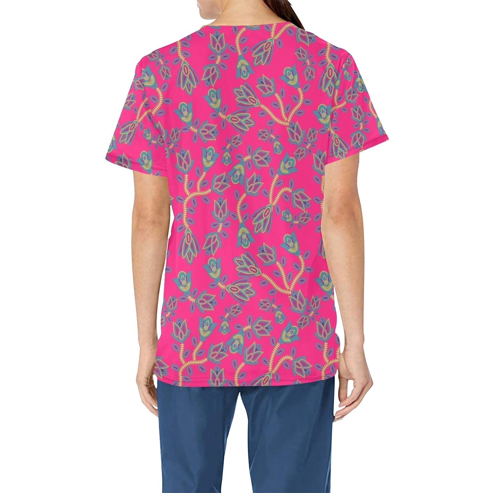Beaded Lemonade All Over Print Scrub Top Scrub Top e-joyer 