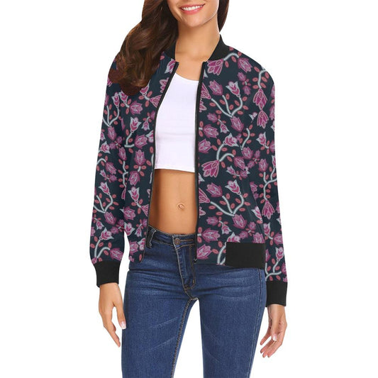 Beaded Pink All Over Print Bomber Jacket for Women (Model H19) Jacket e-joyer 