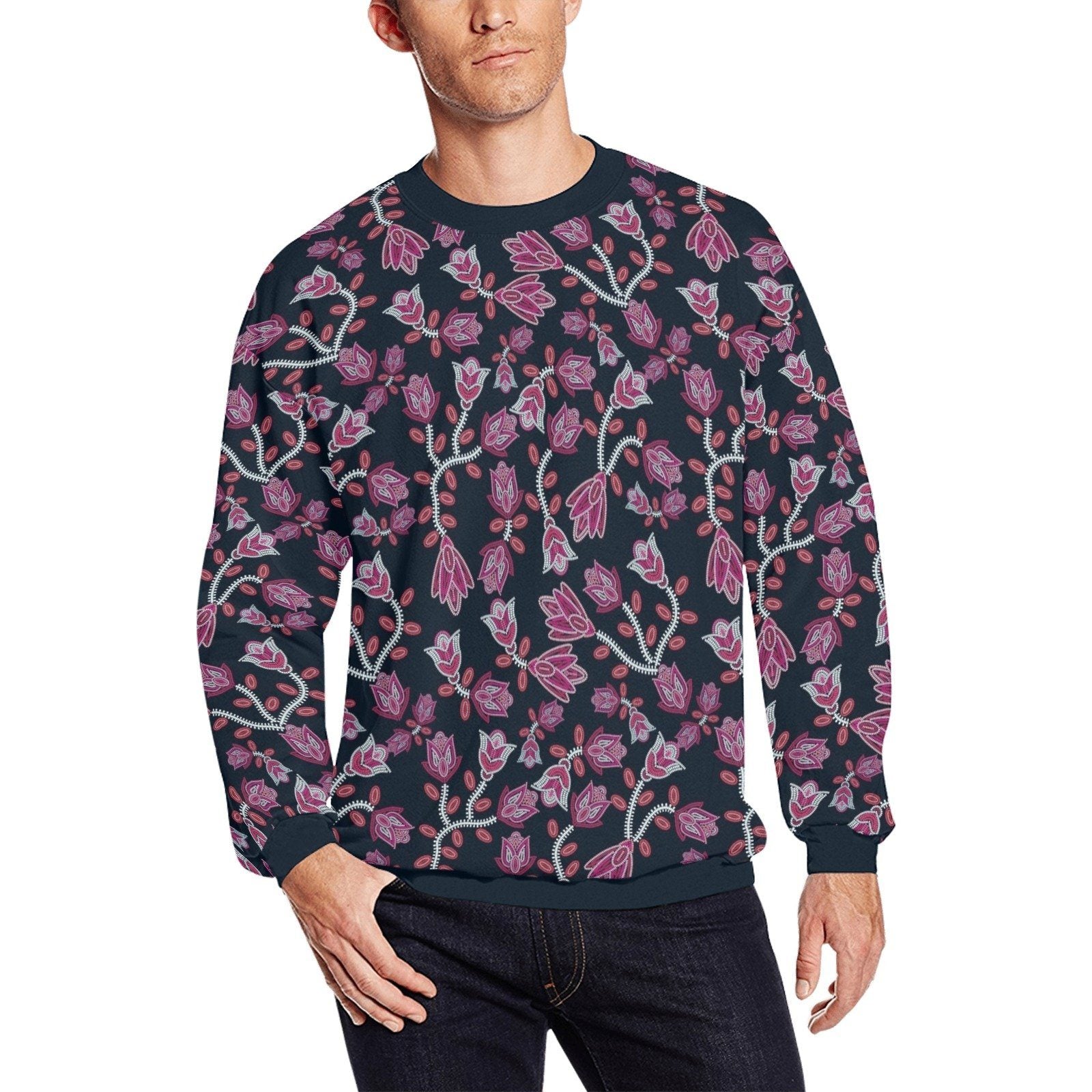 Beaded Pink All Over Print Crewneck Sweatshirt for Men (Model H18) shirt e-joyer 