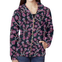 Load image into Gallery viewer, Beaded Pink All Over Print Full Zip Hoodie for Women (Model H14) All Over Print Full Zip Hoodie for Women (H14) e-joyer 
