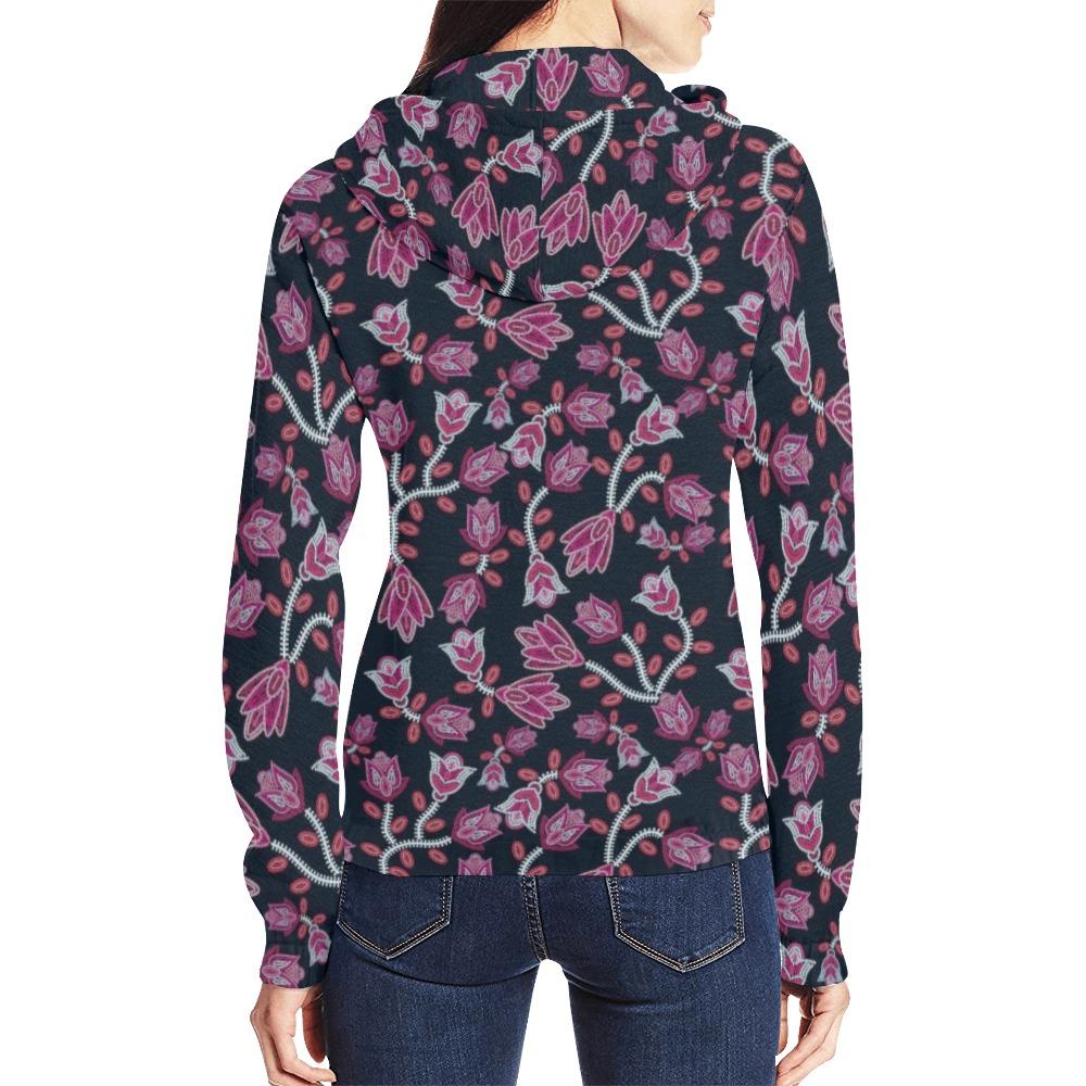 Beaded Pink All Over Print Full Zip Hoodie for Women (Model H14) All Over Print Full Zip Hoodie for Women (H14) e-joyer 