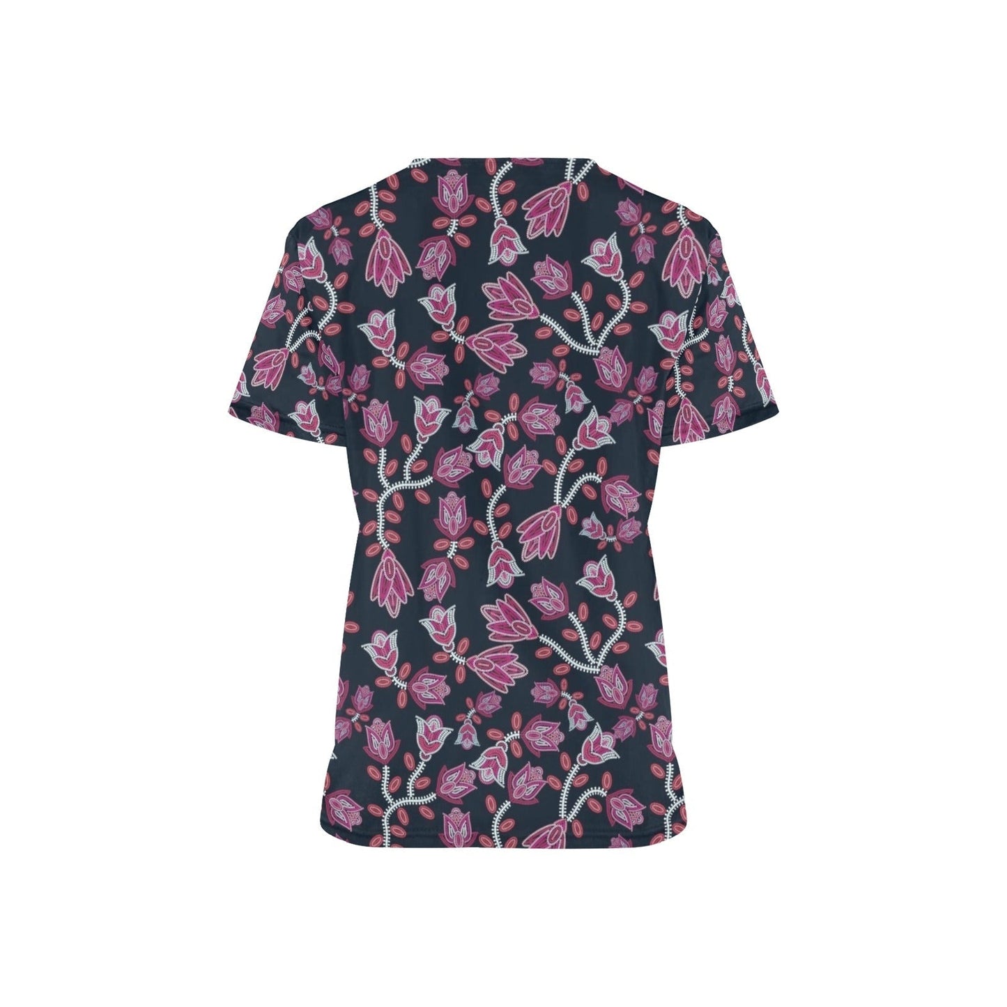 Beaded Pink All Over Print Scrub Top Scrub Top e-joyer 