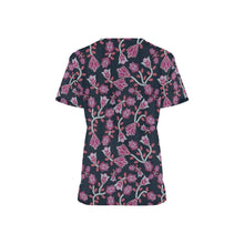 Load image into Gallery viewer, Beaded Pink All Over Print Scrub Top Scrub Top e-joyer 
