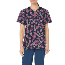 Load image into Gallery viewer, Beaded Pink All Over Print Scrub Top Scrub Top e-joyer 
