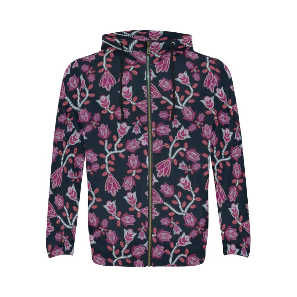 Beaded Pink Zip Hoodie by 49 Dzine
