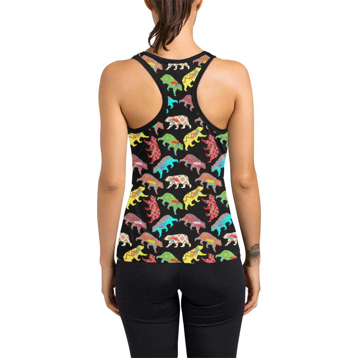 Bear Powwow Women's Racerback Tank Top (Model T60) Racerback Tank Top (T60) e-joyer 