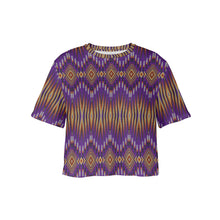 Load image into Gallery viewer, Fire Feather Purple Crop Top
