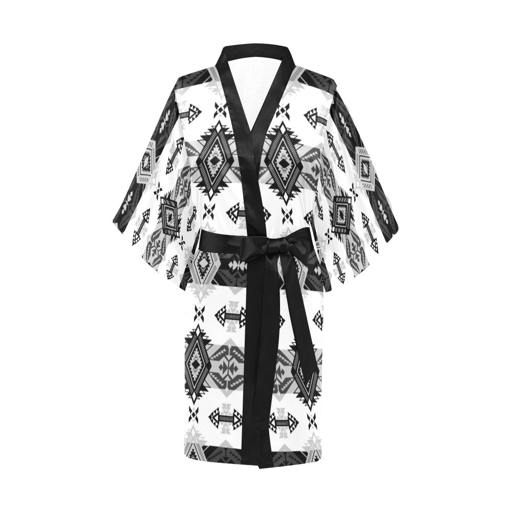 Sovereign Nation Black and White Kimono Robe