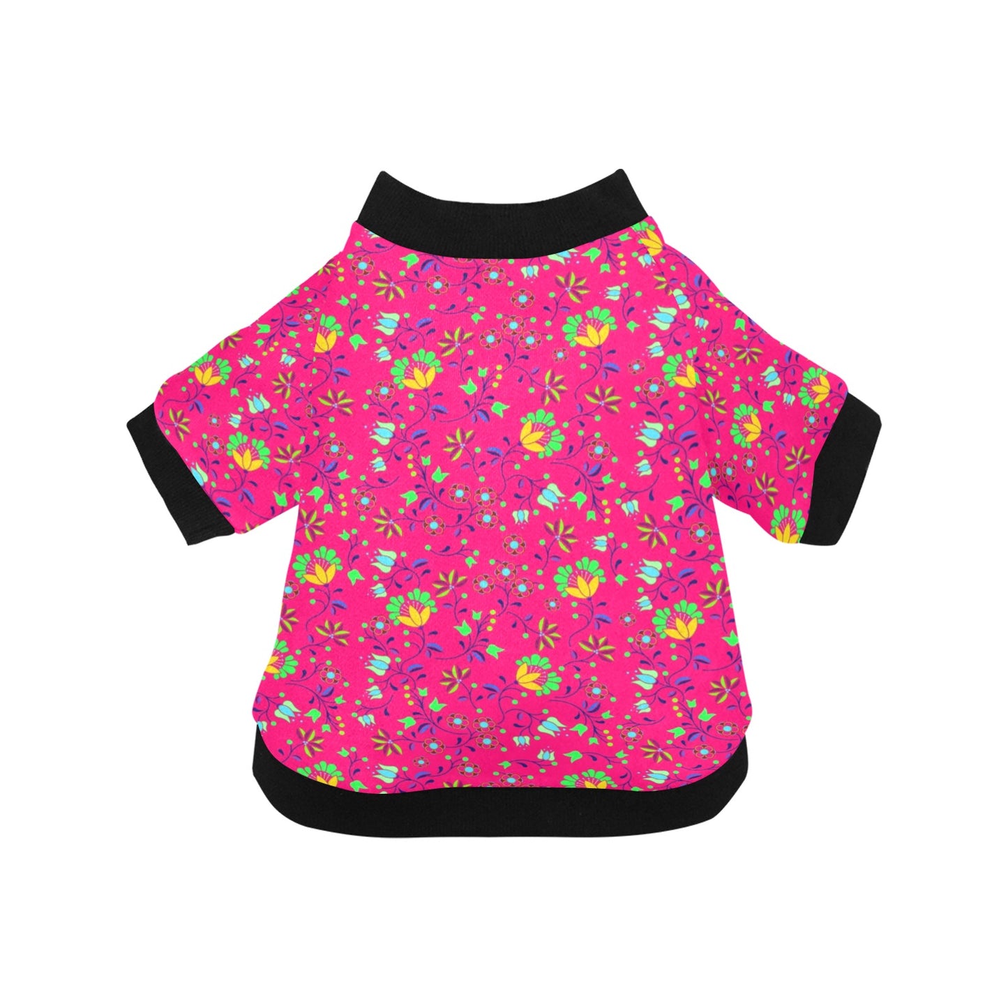 Fleur Indigine Rouge Pet Dog Round Neck Shirt