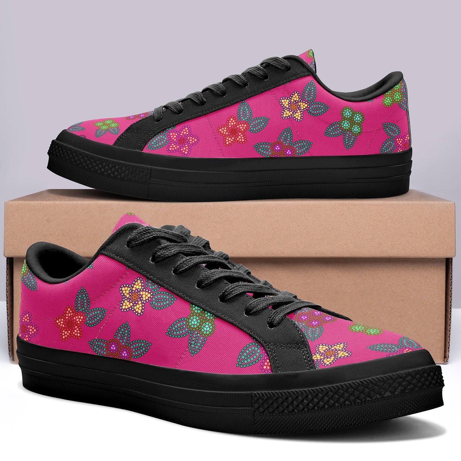 Berry Flowers Aapisi Low Top Canvas Shoes Black Sole aapisi Herman 